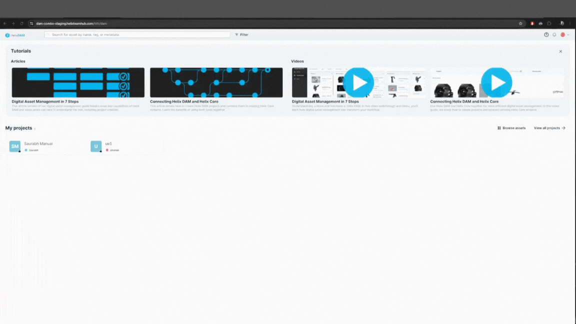 View all projects feature