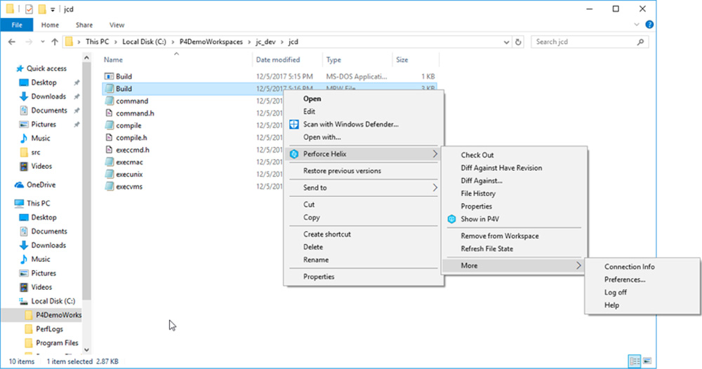 Helix Core Unreal Windows File Explorer screenshot.