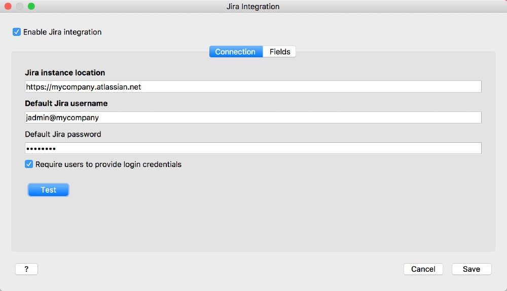 Helix ALM Jira integration screenshot.