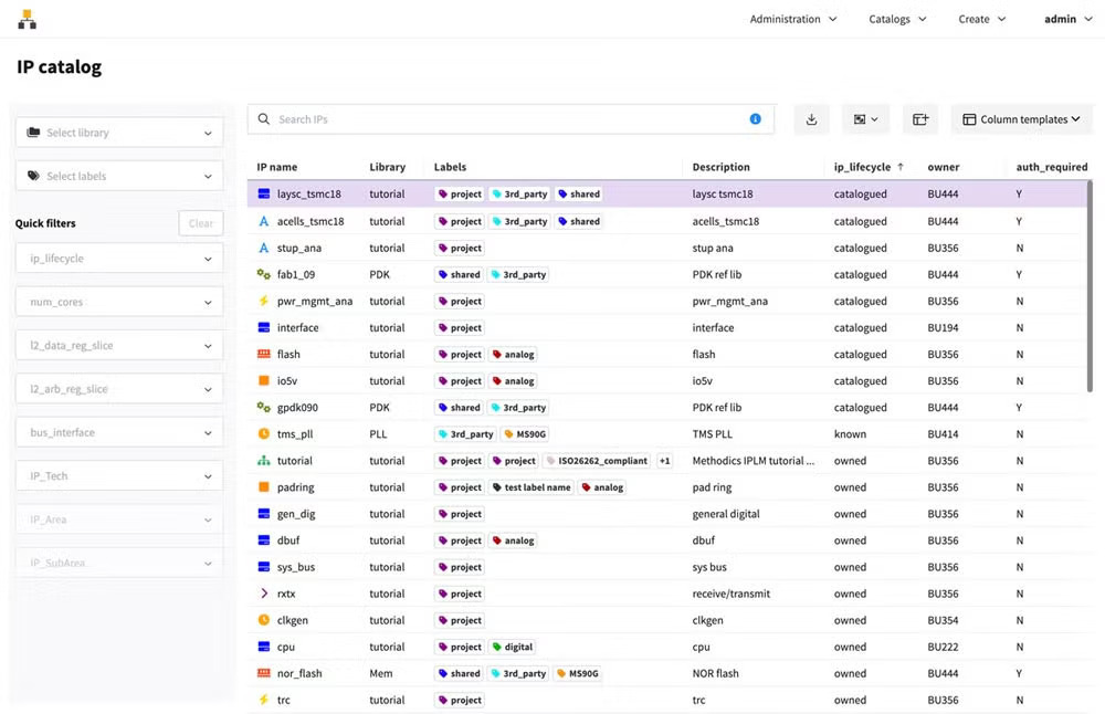 Helix IPLM and Helix Core integraion for digital designers, screenshot.