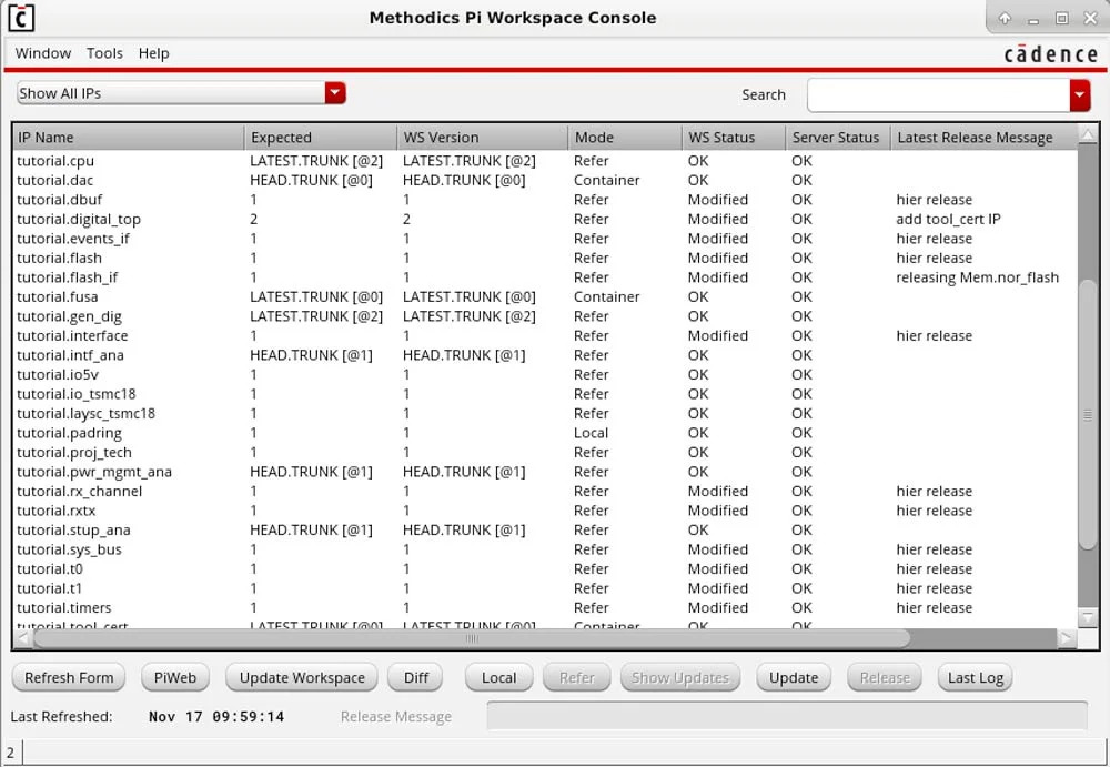 Helix IPLM and Helix Core integration for analog designs, screenshot.
