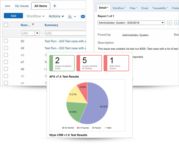 Issue tracking, screenshot in Helix ALM.
