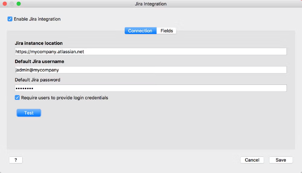 Link requirements to Jira, screenshot in Helix ALM.