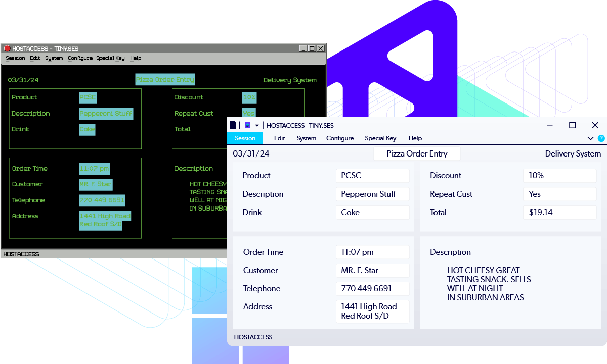 Perforce HostAccess legacy app to windows example.