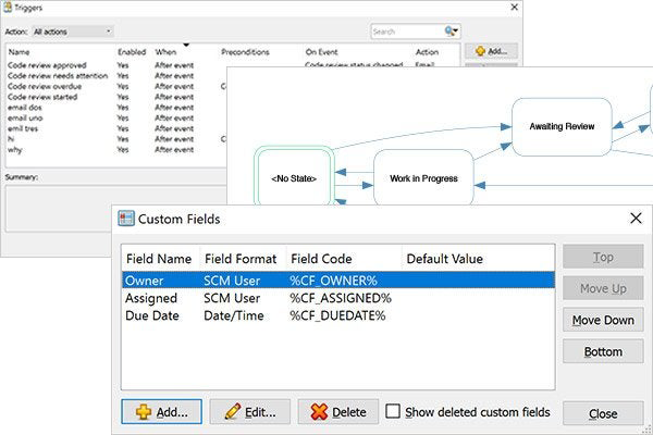 Perforce Surround SCM configuration screenshots.