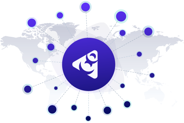 Map of world with Perforce Delphix icons covering throughout