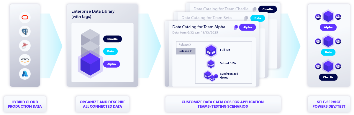 Diagram showing curating data in the library via custom catalogs