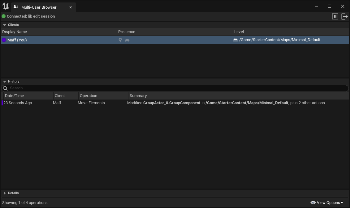 Clients in a session