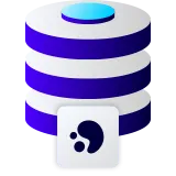 3d server icon with a Mercurial logo